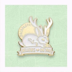 New Jackalope Believes In You Enamel Pin Cryptic Myth Legend Rabbit Antlers Deer